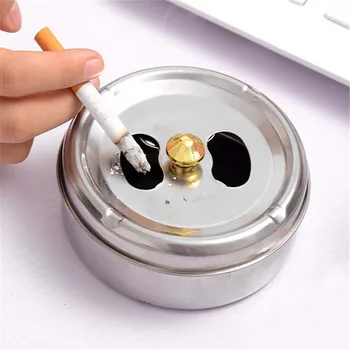 

Round Spinning Ashtray With Cover Practical Smoking Accessories Stainless Steel Ashtray Lid Rotation Fully Enclosed Home Gadgets