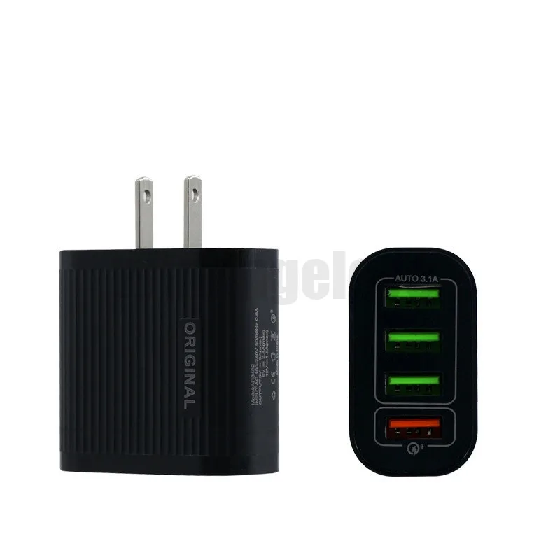20 шт./лот EU/US адаптер qc3.0 4 порта 3.1A Мульти USB зарядное устройство US дорожное зарядное устройство адаптер питания для i Phone X 8 Быстрый Настенный адаптер