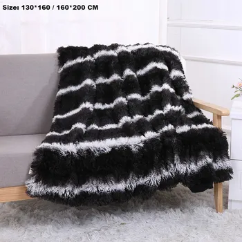 

New fluffy plush soft blanket gradient stripe fuzzy fur cozy throw portable blankets shaggy bedspread bedding sheet bed sofa