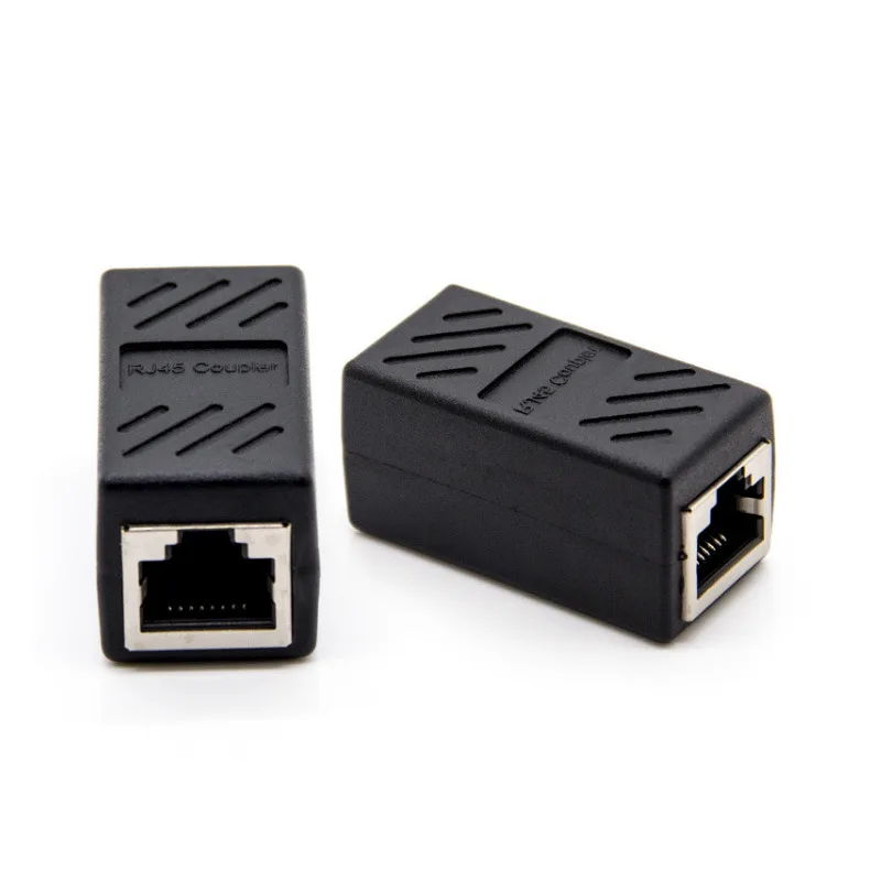 HTOC RJ45 Coupler ethernet connectors interface Cat 7 Cat6 Cat5 Cat5e RJ45 8P8C Black rj45 Coupler(2pcs) lan cable detector Networking Tools