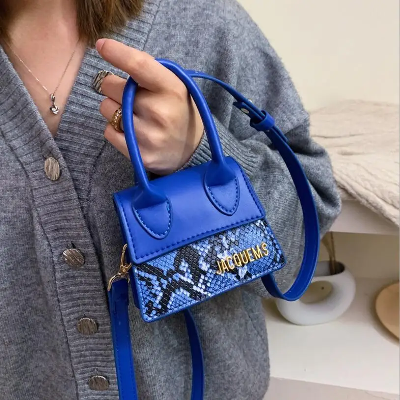 

Designer fashion chain mini blue bag for women 2020 New High quality Snake leather women crossbody bag portable small hand bags