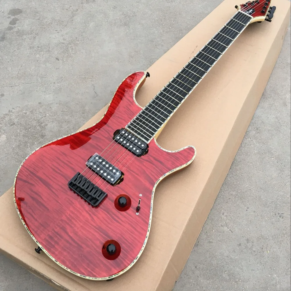 Высокое качество, красный цвет Тигр Пламя Электрический gitaar, черное дерево гриф, Настройка гитары