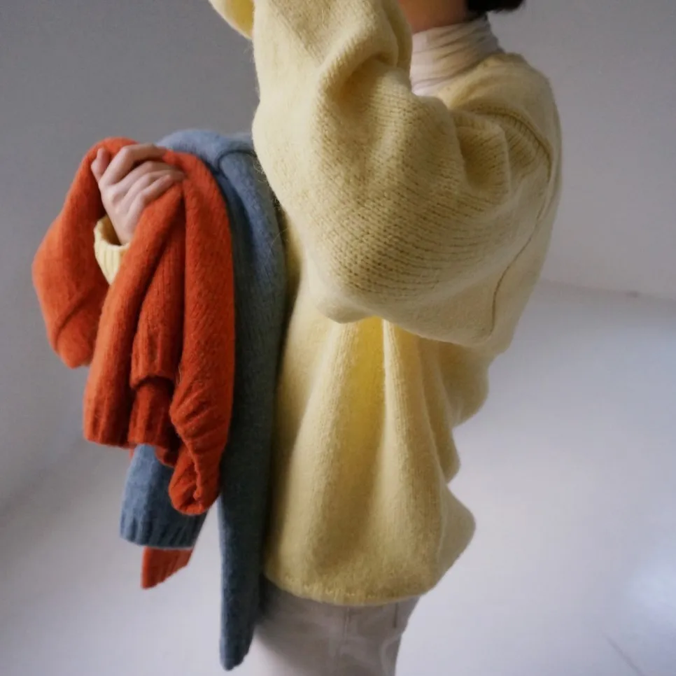 Корейский винтажный свитер, вязаный пуловер для женщин, новинка, осенне-зимний пуловер с длинным рукавом и v-образным вырезом, Повседневный свитер