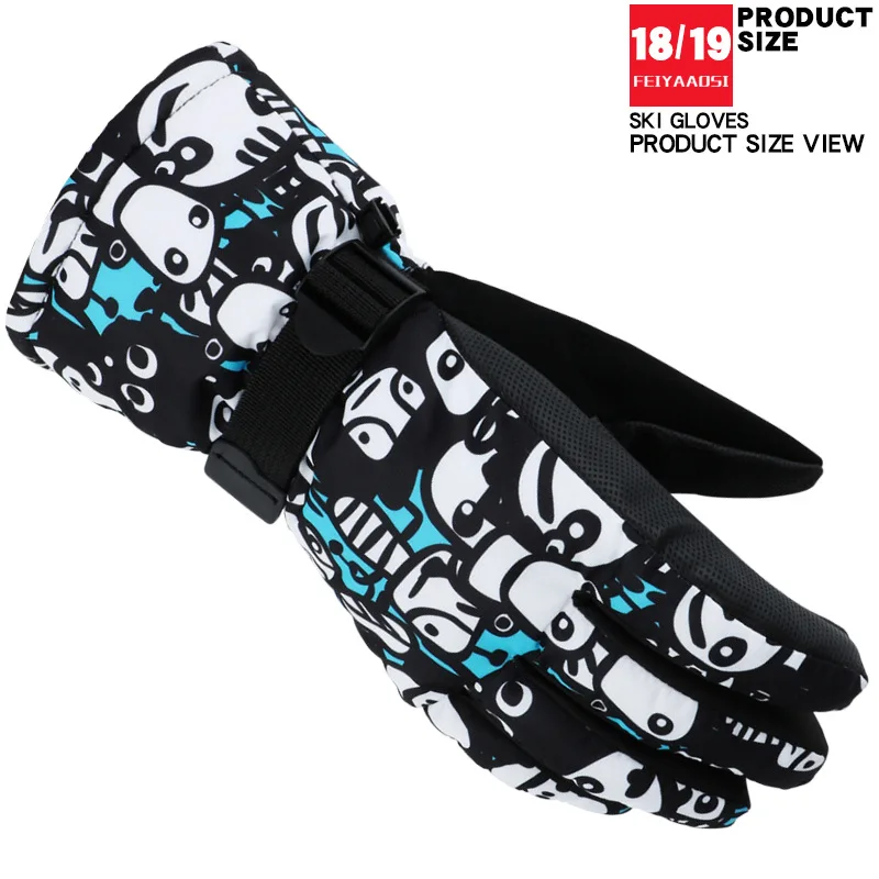 Skiing Gloves 5 Лыжные перчатки зима-30 утолщенные лыжные перчатки мужские женские детские ветрозащитные водонепроницаемые регулируемые перчатки для сноуборда и альпинизма - Цвет: Skiing Gloves 5