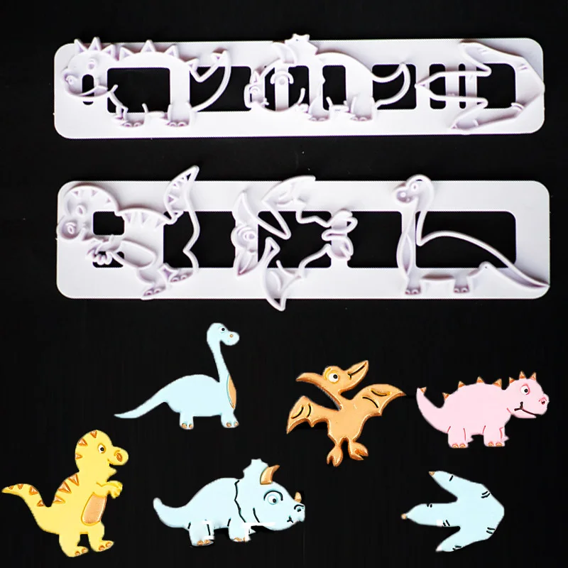

2Pcs Cute Dinosaur Cookies Molds Fondant Cake Cutter Cake Mould Kitchen Baking Tools DIY Cookies Embossing Molds Cake Tools