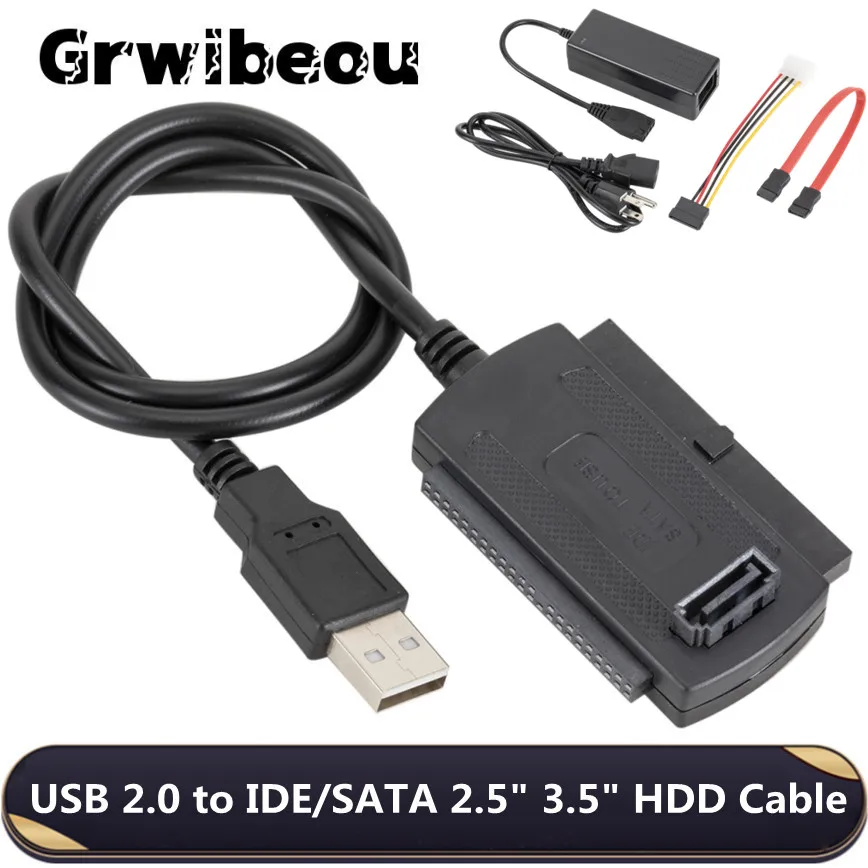 Переходник Grwibeou с USB 2 0 на IDE SATA кабель-преобразователь блоком питания для жестких