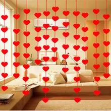 Красное сердце, занавеска, нетканые гирлянды из флажков, баннер, украшение для свадебной комнаты, товары для дня рождения, банты,, 1 комплект