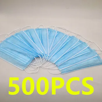 

500Pcs/bag Protective mask disposable non-woven mask three-layer filter mask