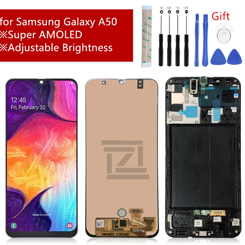 Для samsung galaxy A50 lcd A505F/DS A505F A505A кодирующий преобразователь сенсорного экрана в сборе с рамкой для samsung A50 дисплей запасные части