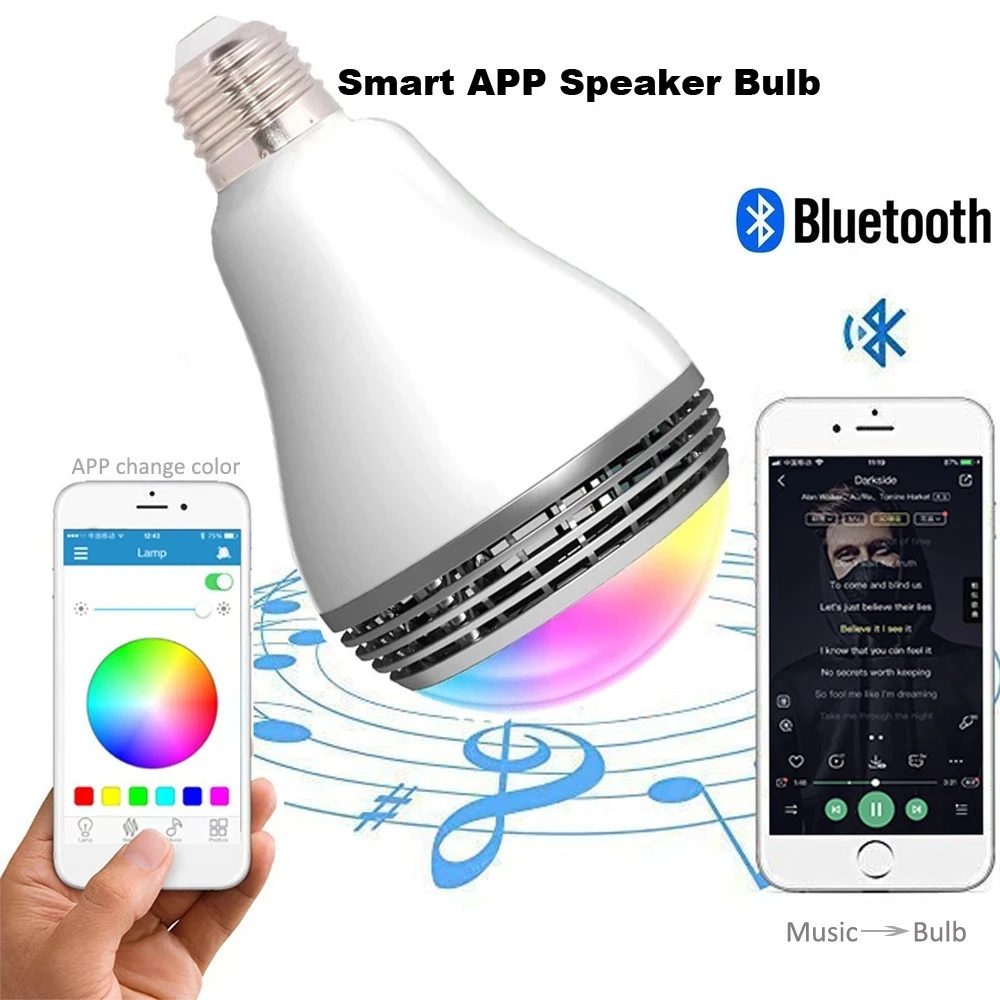 

Wifi Led Bulb Speaker Bluetooth Loudspeakers E27 Lamp Dimmable RGB Light Bulb Music Player Color Changing For Home Holiday