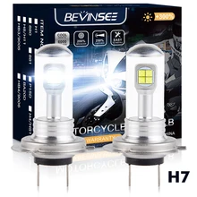 Bevinsee H7 LED Light Bulbs BA20D P15D H4 LED Motorcycle Bulbs HB3 HB4 Lamp 6000K 1500LM H11 9005 9006 880 881 Car Fog Light