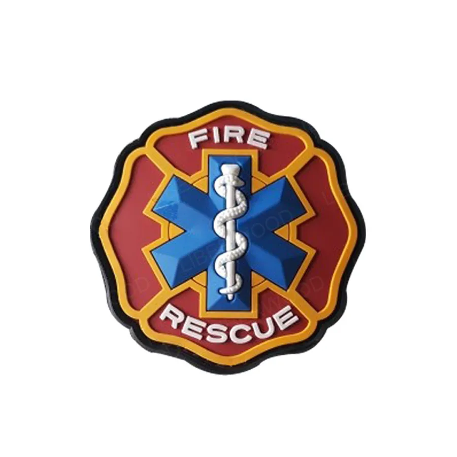 FIRE RESCUE Maltese Cross Star of Life PVC Morale Patch 