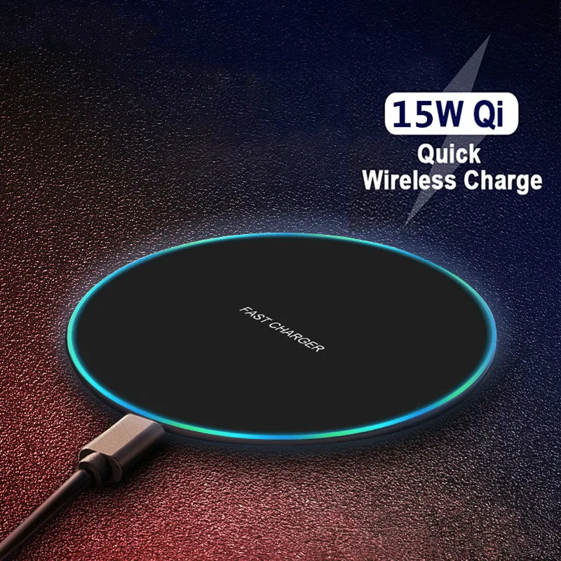 

KSTUCNE LED Breathing Light 15W Wireless Charger Qi Fast Wireless Charging Pad For iPhone X XS 8 Samsung Huawei P30 Xiaomi
