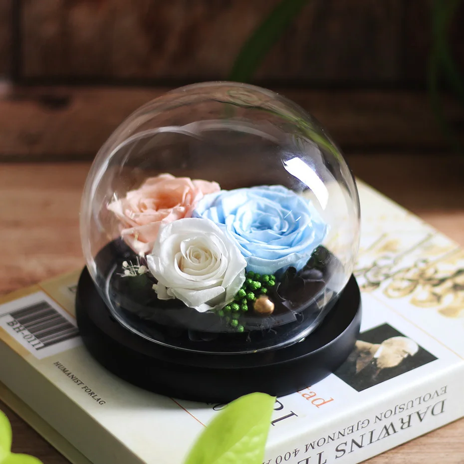 Красавица и Чудовище вечный цветок Роза в колбе свадебное украшение ...