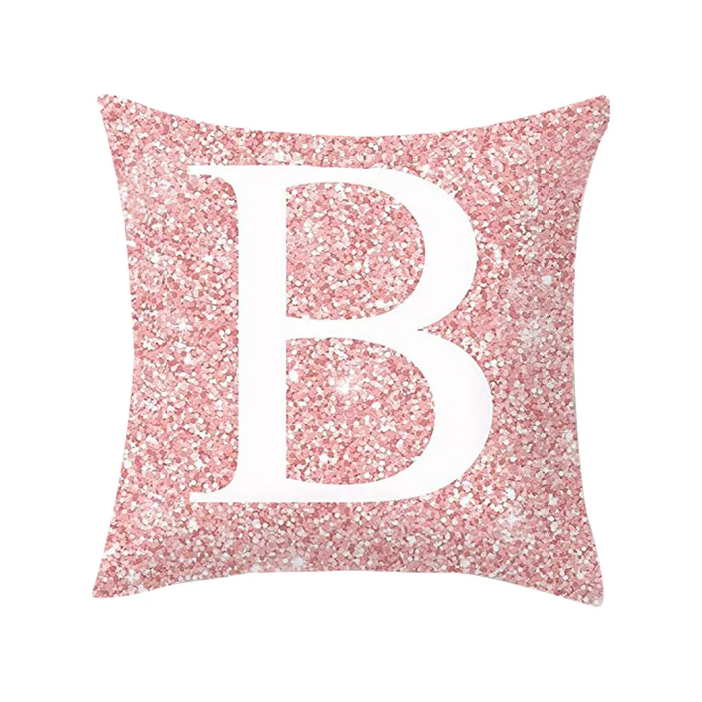 A-Z 26 букв печатных розовый наволочка хлопок волокно диванная подушка с пайетками наволочка украшение дома