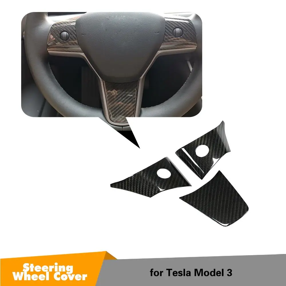 Реальные углеродного волокна руль панель крышка планки для Tesla модель 3