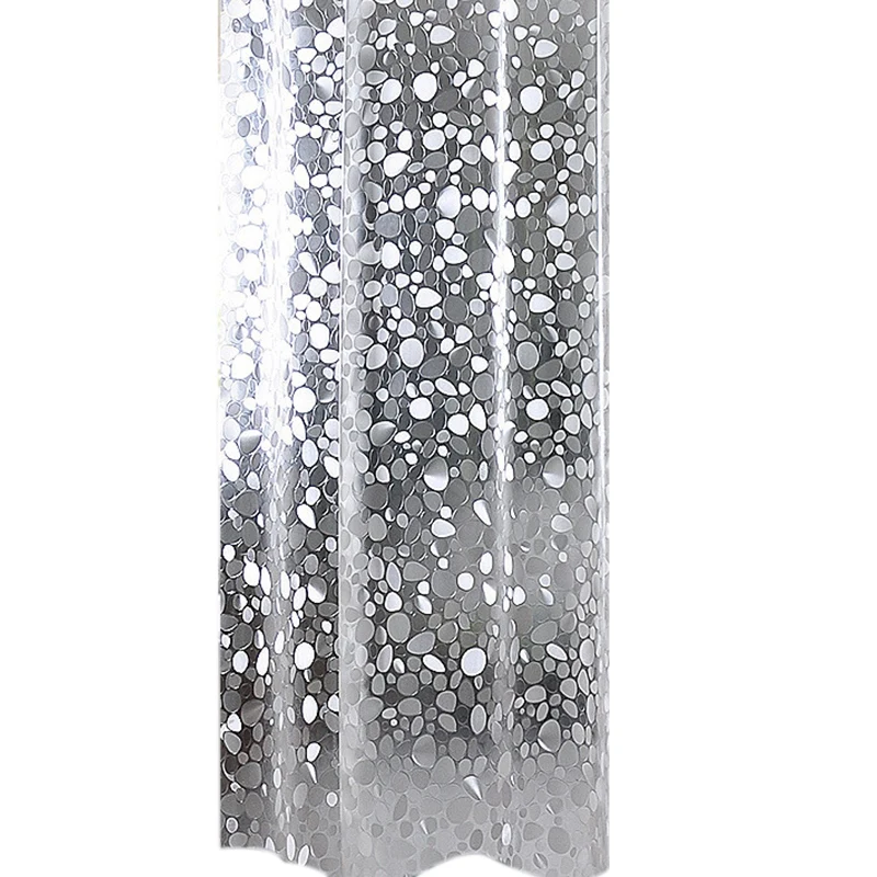 

Shower Curtain Embossed Pvc Pebbles Waterproof Mildewproof Shower Curtain with 12 Hooks Bathtub Accessories 180X180Cm