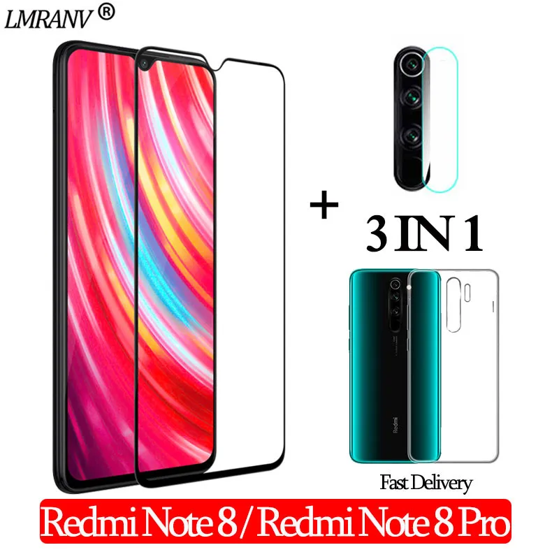 

3-in-1 Case + Camera Glass Redmi-Note-8-Pro Screen Protector for xiaomi redmi note8 Tempered Glass redmi note 8 3D Glass