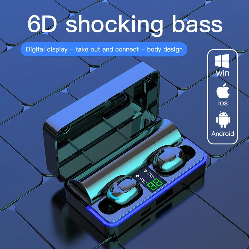 W12 TWS Wireless Bluetooth 5 0 Earbuds Waterproof Touch Earphone LED Digital Display Headset With Mic 3600MAh Charging Box
