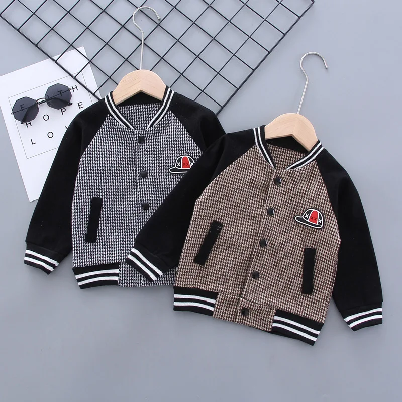 

Spring Autumn Kids Jacket Boys Girls Fashion Baseball Uniform Kids Cotton Plaid Coat Toddler Boys Jackets Children's Clothing