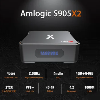 

A95X MAX Android Tv Box Amlogic S905 X2 Quad core Cortex A53 2.4G&5G Wifi BT HDD HDMI2.1 USB3.0 Android 8.1 Box Video 1000M Net