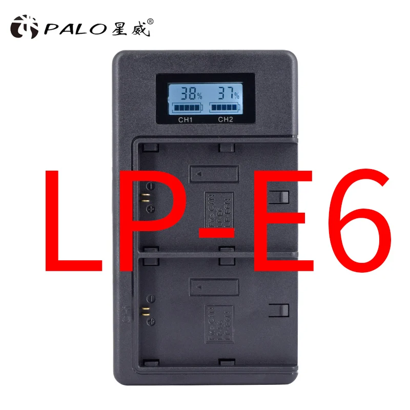 PALO цифровой Зарядное устройство LP-E6 LP-E8 LP-E17 NP-FW50 EN-EL15 EL15 ЖК-дисплей дисплей поставляется с USB Камера батарея двойной слот Зарядное устройство - Цвет: LP-E6