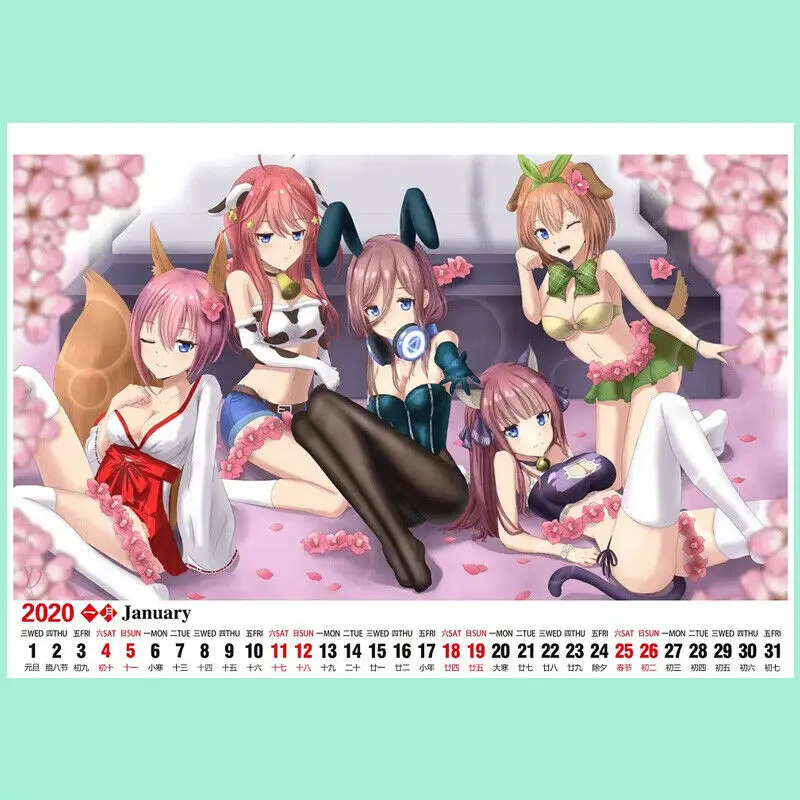 Аниме календарь Gotoubun No Hanayome Quintuplets, 13 страниц, подарок на год