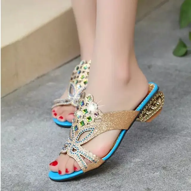 

WOMEN'S Sandals 2017 New Style Sandals Europe And America Man-made Diamond Hollow out-Style Metal with Large Size WOMEN'S Shoes