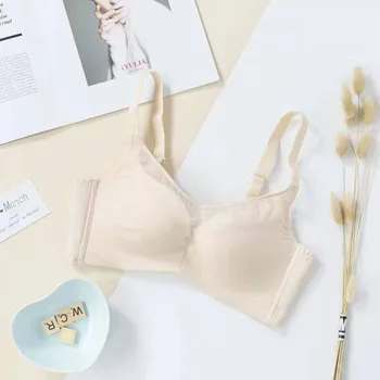 

Sexy Elegant Bra Comfortable Cotton Bras Women Underwear Lady Push Up Bra Pink Lingeries Wire Free Bra Three Quarters(3/4 Cup)
