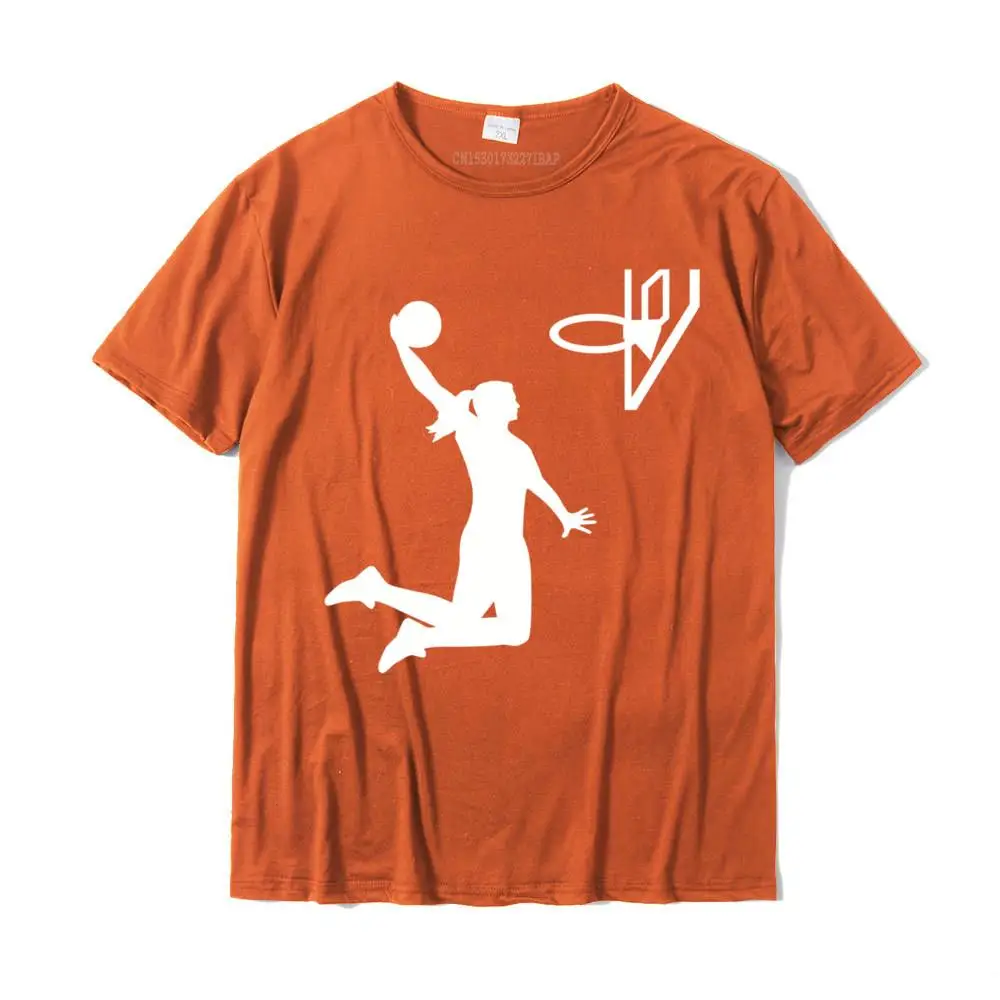 Fashionable Short Sleeve Tops Tees Lovers Day O Neck 100% Cotton Fabric Men T-shirts Design Fashionable Tops & Tees Special Basketball girl woman Long Sleeve T-Shirt__MZ15837 orange