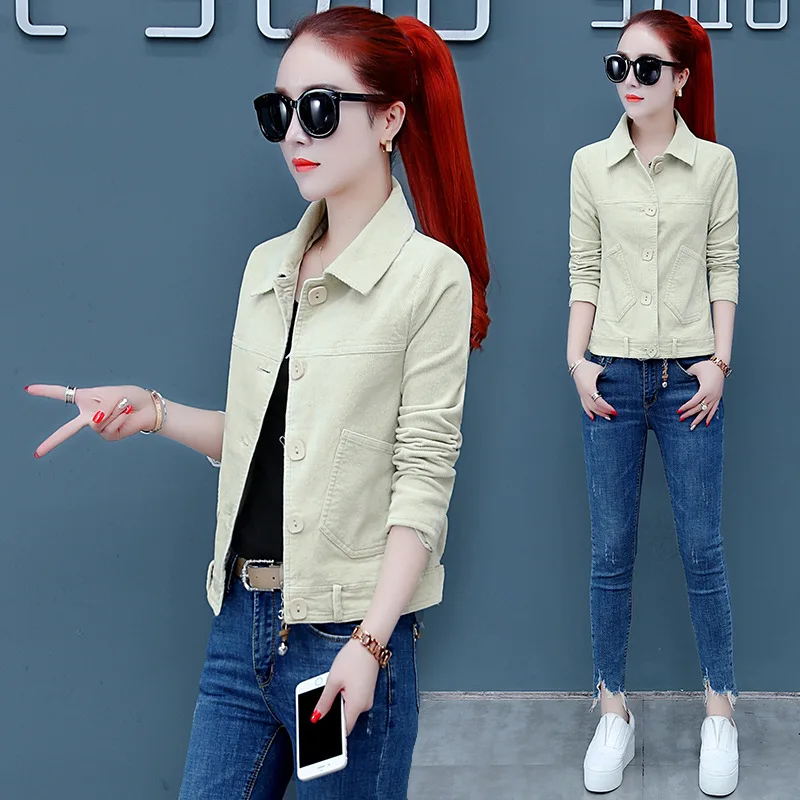 

Corduroy Cropped Jacket WOMEN'S Dress 2019 Spring And Autumn New Style Korean-style Loose-Fit Jacket Versatile Casual Baseball U