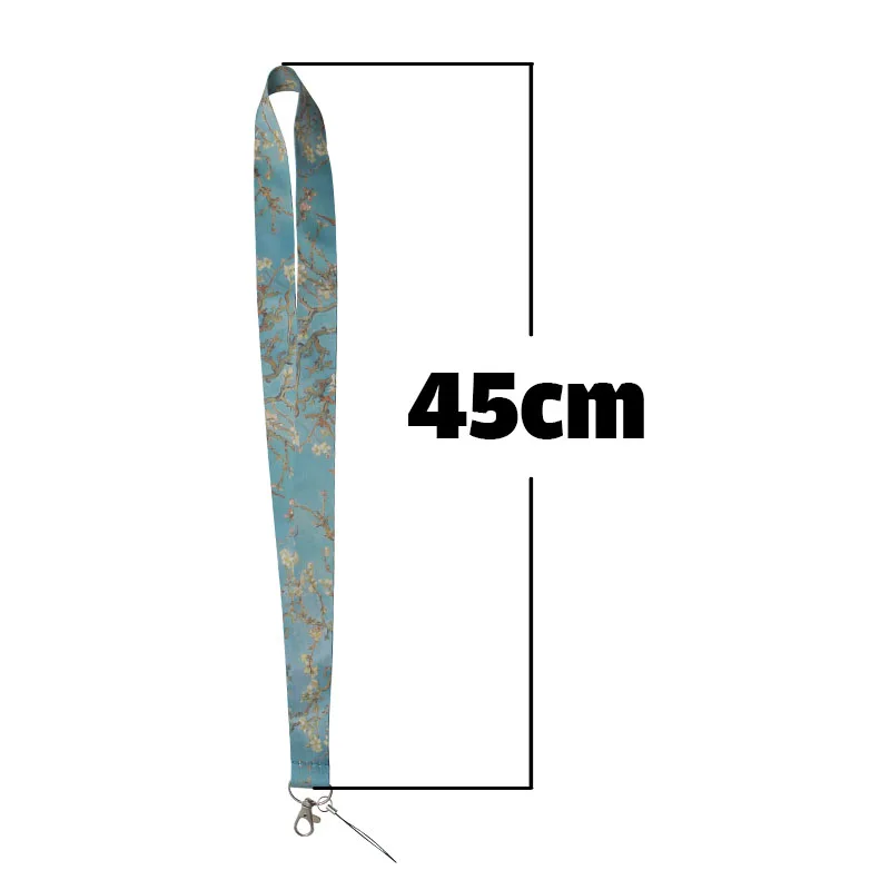 LB1402 Van Gogh Cherry Blossoms Lanyards for Key ID Card Gym Cell Phone Strap USB Badge Holder Rope Pendant Key Chain Gift