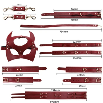 Thierry BDSM Bondage Restraint Kits Handcuffs Collar Wrist Ankle Leg Thigh cuffs Waist Belt Mask Sex Toys For Couples Adult Game 6