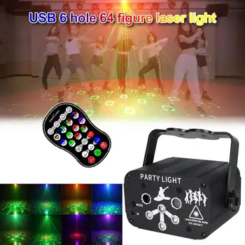 

USB 8 Hole 128 Pattern Projector Remote/Sound Actived LED Disco Light RGB DJ Party Stage Light Christmas Lamp Decoration Dropshi