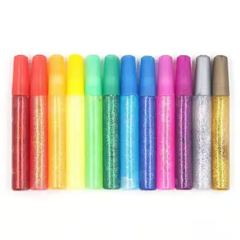 

12 Colors Rainbow Glitter Glue Pen Set Multicolor Glitter Shakers and Glue