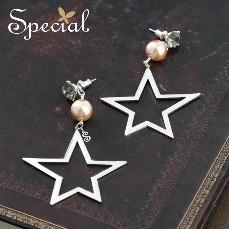 Special Brand Fashion Big Drop Earring Classic Star Ear Pins Unique Single Pearl Jewelry Gifts for Women S1672E | Украшения и