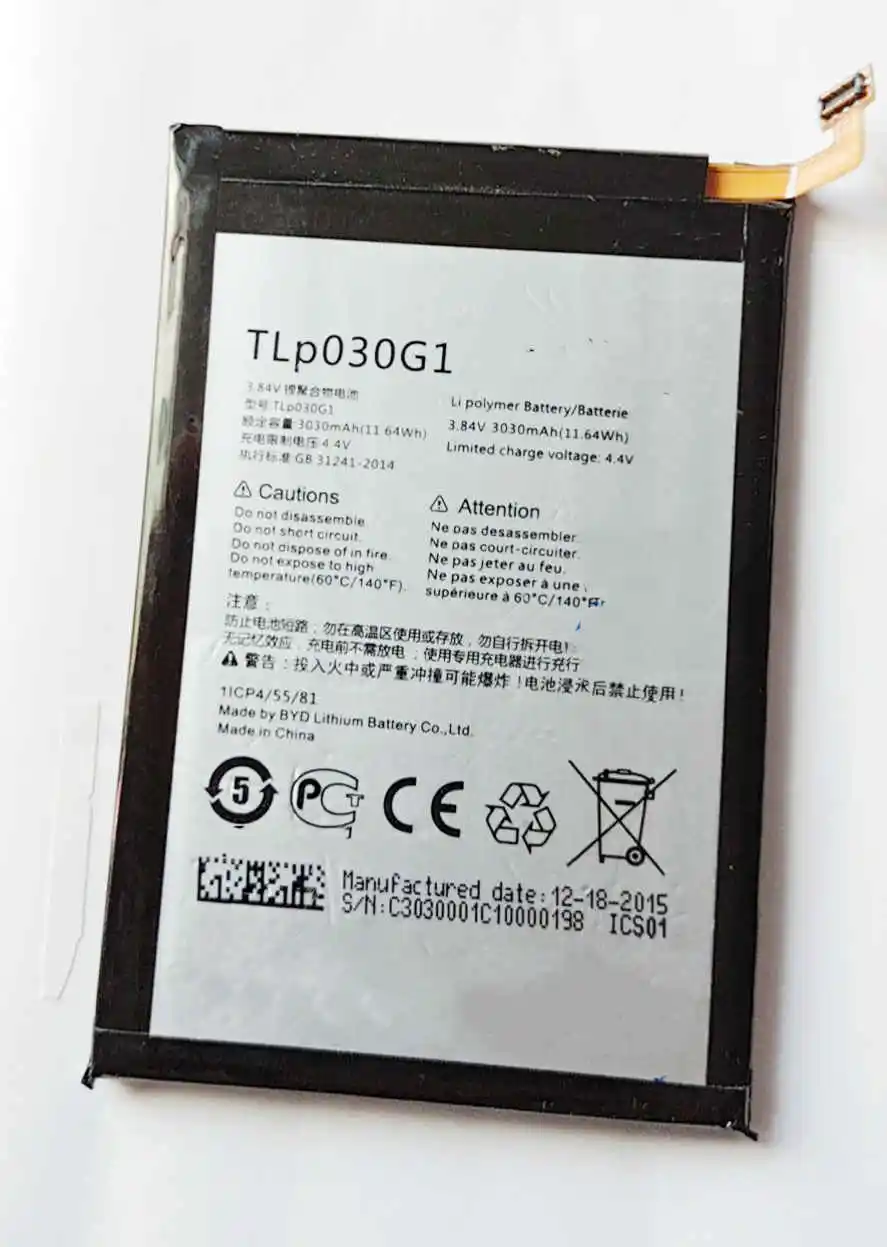 Nuovo Originale 3030Mah 384V Batteria Tlp030G1 Per Alcatel One Touch Smartphone