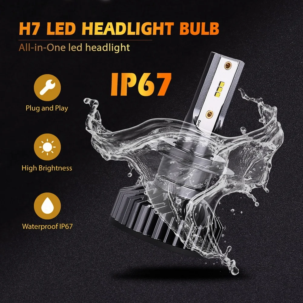 2шт. h1 h3 h4 h7 h11 9005 9006 led 12v 6500k ZES Авто светодиодные фары авто автоматическая лампа
