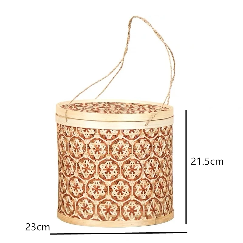 Bamboo woven storage basket rattan simple circular red woven food sundry storage basket indoor household kitchen supplies