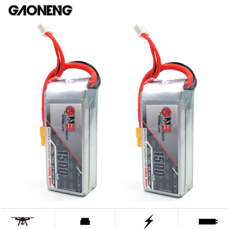 2 шт. Gaoneng GNB 14 8 V 1500mAh 4S 120C/240C Lipo батарея для RC Multirotor FPV гоночный Дрон Квадрокоптер