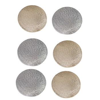 

6 Pcs PVC Placemats Cutout Round Non Slip Dining Table Mats Coaster HomeTable Decoration,Gold+Silver