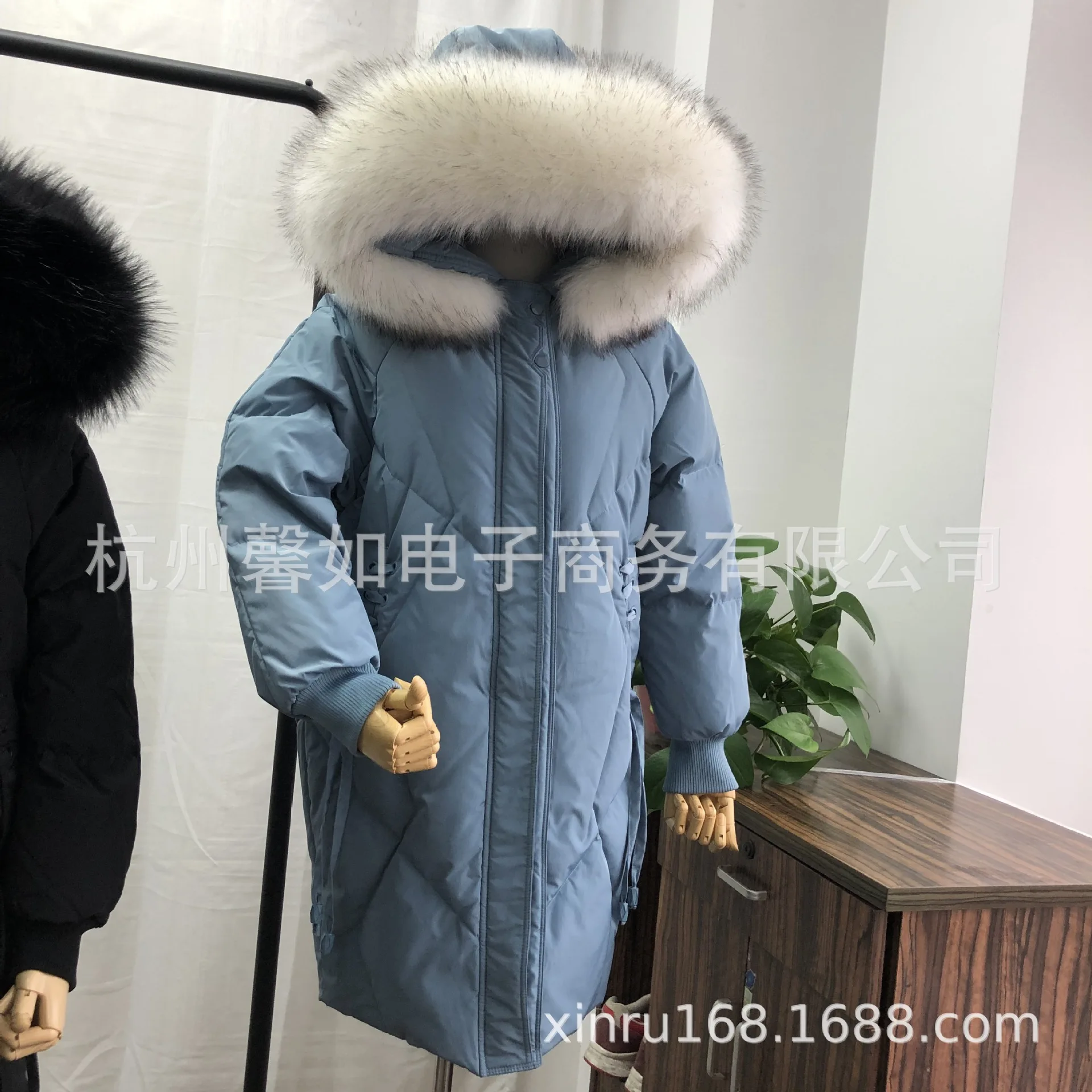Новые зимние продукты, Южная Корея Dongdaemun, меховая одежда со шнуровкой, Женская пуховая куртка средней длины, женское платье