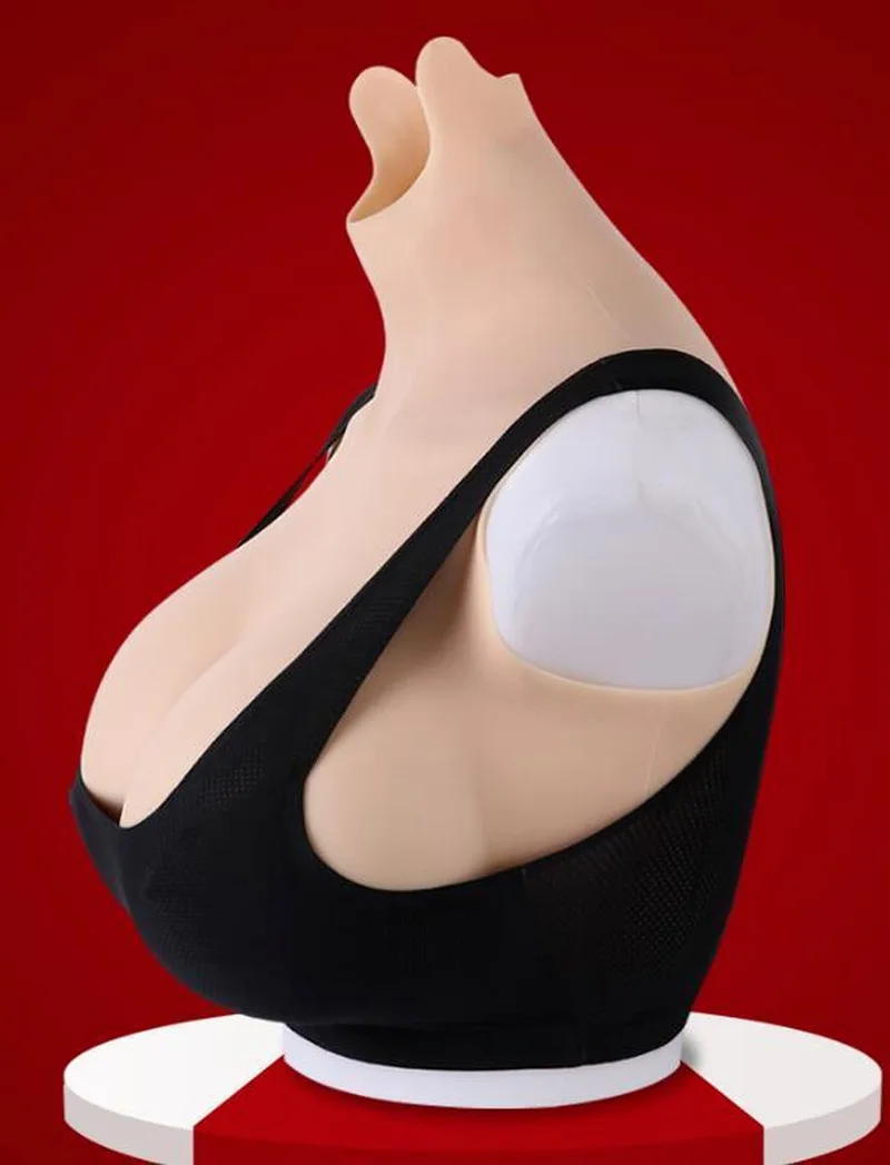 New Body Tight Suit G Cup Silicone Breast Forms Fake Boobs Triangle Breasts Suit for Crossdresser Transvestite Drag Queen