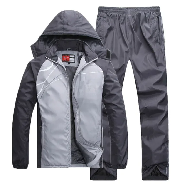 US $20.29 3359 Winter Thick Male Suit Casual Sports Suit Cardigan Pants Running Sports Clothing Men Cotton Se