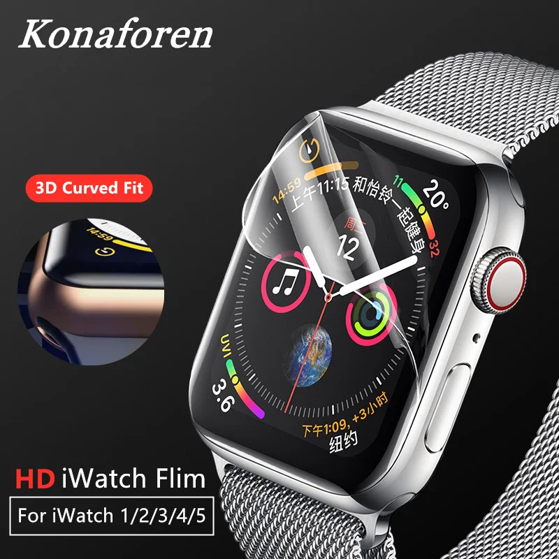 Screen Protector Clear Full Coverage Protective Hydrogel Film For Apple Watch 5 4 44mm 40mm For Iwatch 1 2 3 42mm 38mm Not Glass Watch Screen Protectors Aliexpress