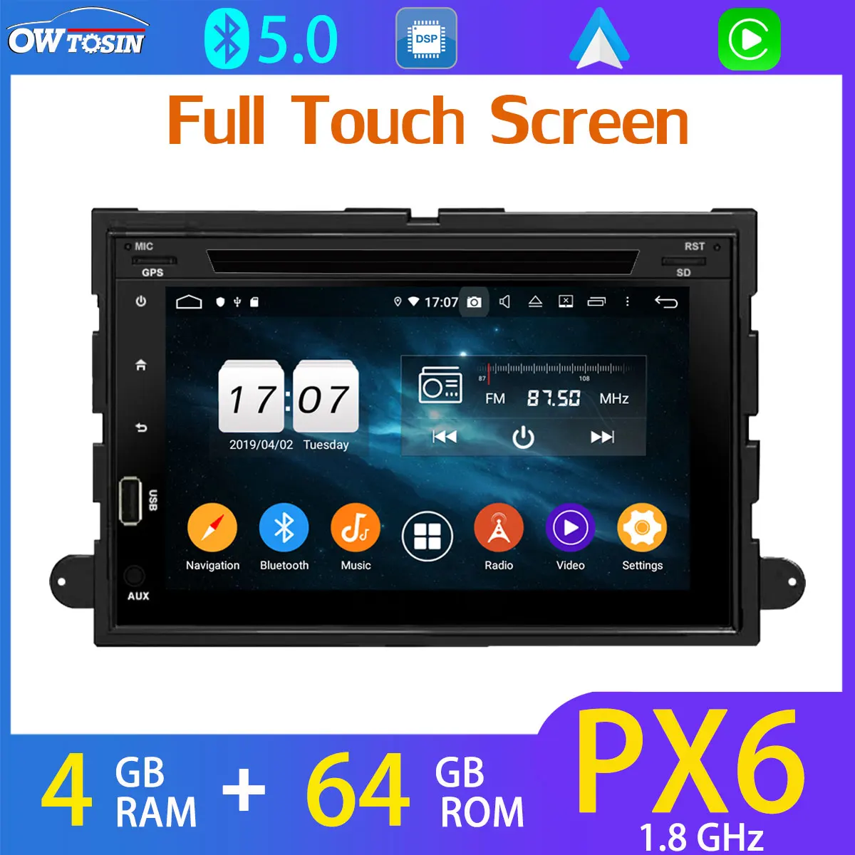 Android 10 0 Bluetooth 5 PX6 4 + 64G 4G SIM для Ford Mustang Mercury Монтего альпинист GPS Радио DSP Parrot BT Авто