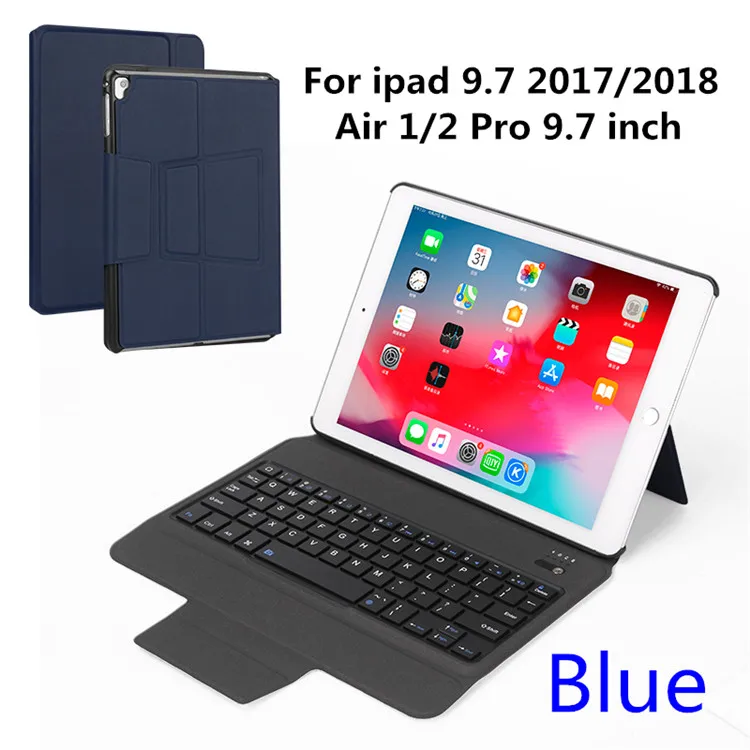 Чехол для iPad 9,7 W Bluetooth клавиатура, Kemile ультра тонкий авто спящий кожаный чехол-подставка для iPad A1893 A1954 чехол - Цвет: Dark blue