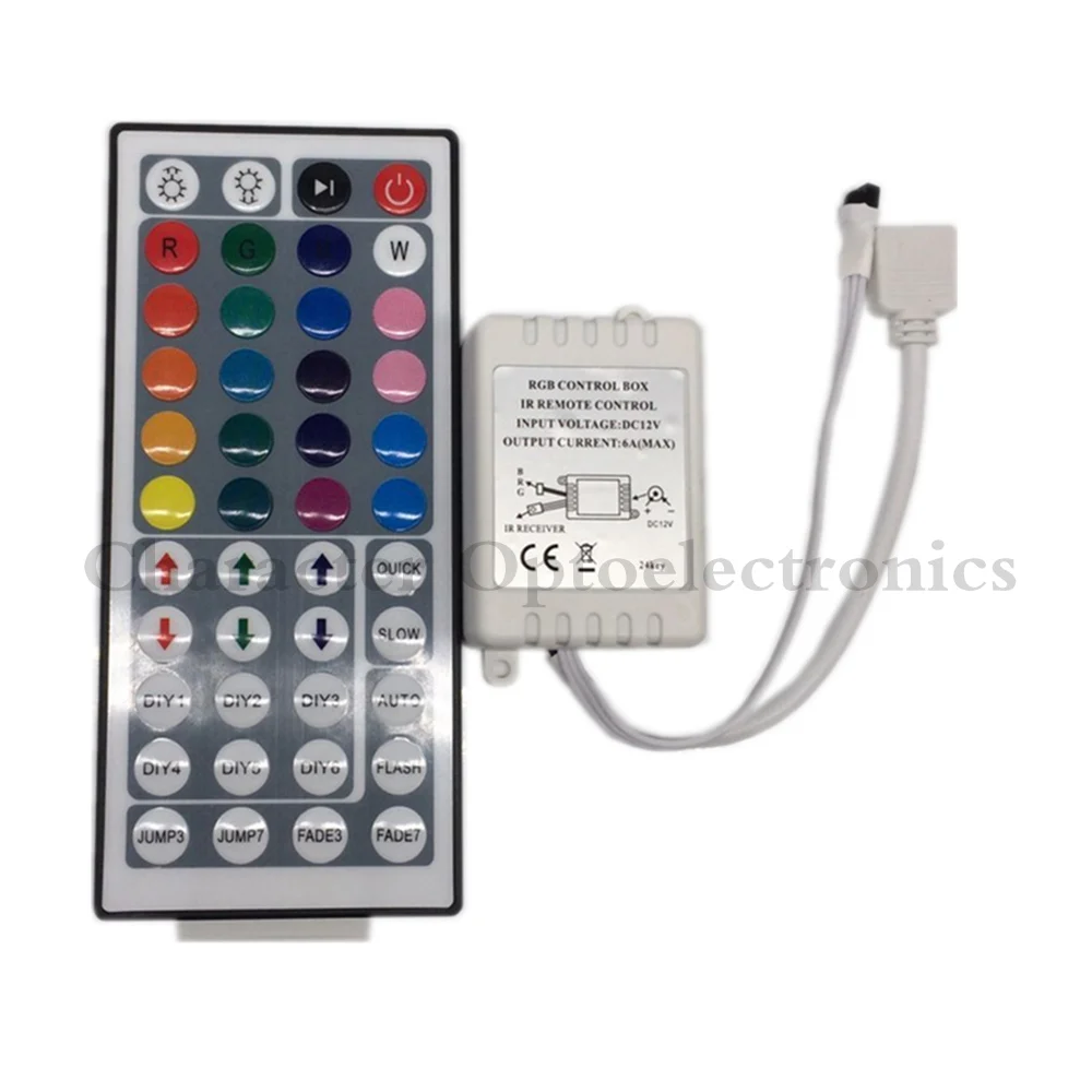 5PCS 44 Keys Dual Connectors IR Remote RGB Controller Output DC12V 2 Ports Dimmer For 3528 5050 SMD RGB LED Strip light Control