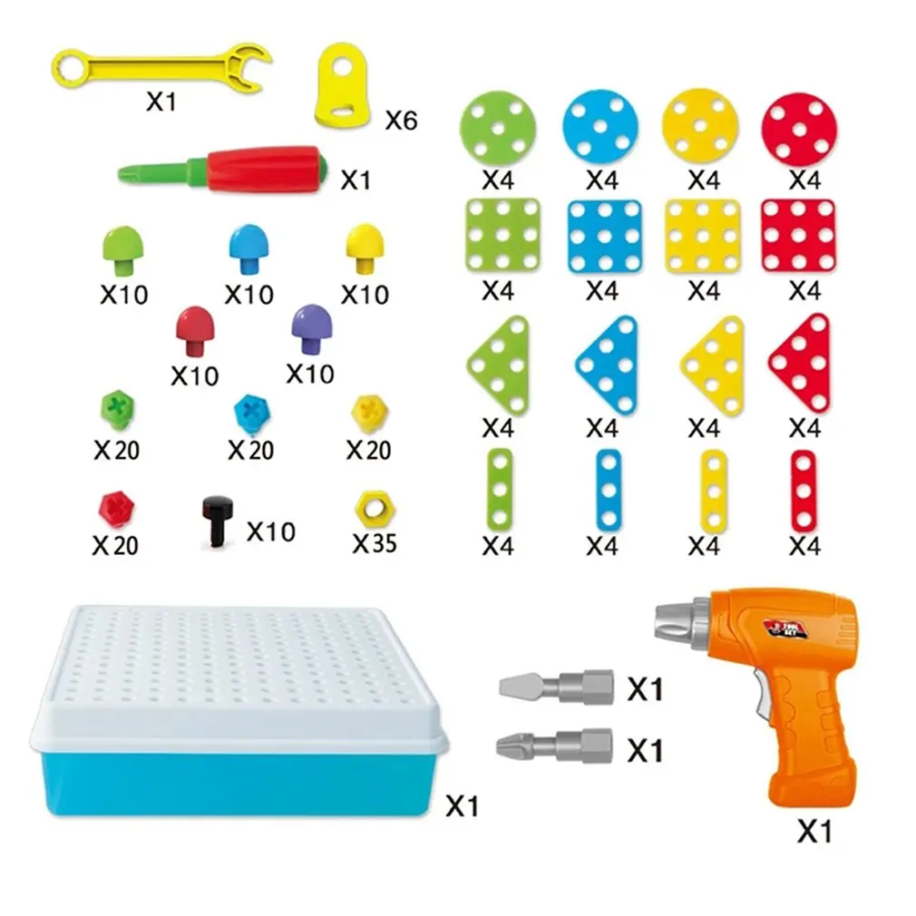 

Children's Educational Toys Brain Development Building Block Games Set With Toy Drill&Toolset-Develop Fine Motor Skills