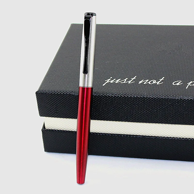 2 шт Роскошные красные и серебряные шариковые ручка высокого качества металлические стальные шариковые ручки с подарочным чехлом офисные
